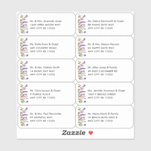 ワイルドフラワーネーム結婚のゲスト住所 シール