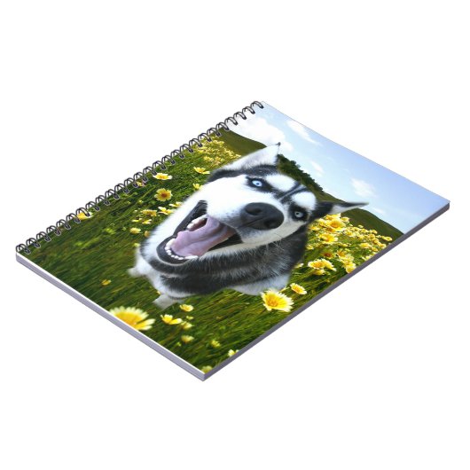ワイルドフラワーノートのシベリアのハスキー犬 ノートブック (左側)