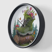 ワイルドフラワーハイキングブーツ 壁時計 (傾斜)