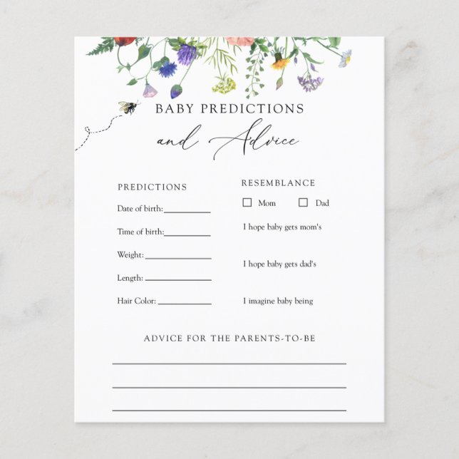 ワイルドフラワーハチベビーアドバイスと予測カード (正面)