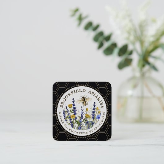 ワイルドフラワーハニカム&ビーアピアルクラフトハニー スクエア名刺 (スタンド正面)