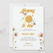 ワイルドフラワーハニーコームmommy beeベビーガールシャワー 招待状 (正面)