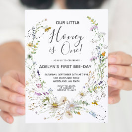 ワイルドフラワーハニービー1st誕生日招待状 招待状