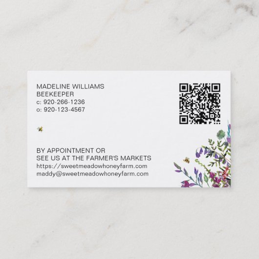 ワイルドフラワーハニーファーム 名刺 (裏面)