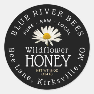 ワイルドフラワーハニーブラックデイジーカスタム製品ラベル ラウンドシール