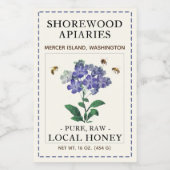 ワイルドフラワーハニー2x3"リアルなミツバチが飛び散縁どった フードラベル (シングルラベル)