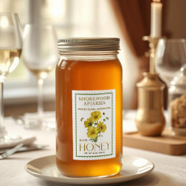 ワイルドフラワーハニー2x3"リアルなミツバチが飛び散縁どった フードラベル