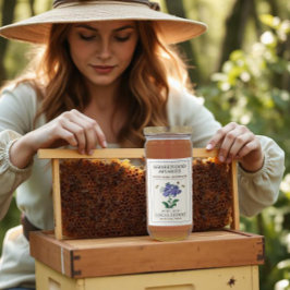 ワイルドフラワーハニー2x3"リアルなミツバチが飛び散縁どった フードラベル
