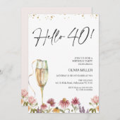 ワイルドフラワーハロー40誕生日 招待状 (正面/裏面)