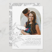 ワイルドフラワーハンドドローエレガントブライダルシャワー写真 招待状 (正面/裏面)