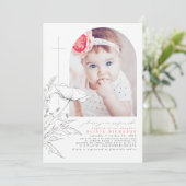 ワイルドフラワーハンドドロー洗礼少女の写真 招待状 (スタンド正面)