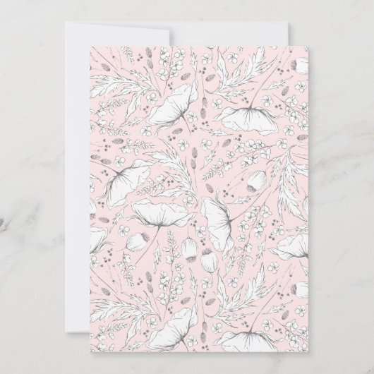 ワイルドフラワーハンドドロー洗礼少女の写真 招待状 (裏面)