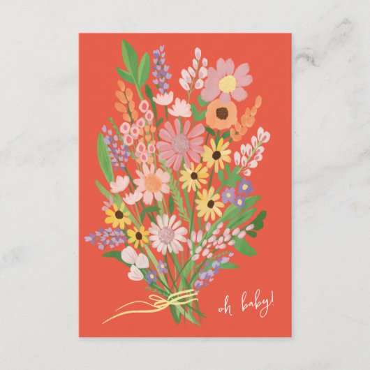 ワイルドフラワーハンド色彩の鮮やかカスタムベビーシャワー エンクロージャーカード (正面)