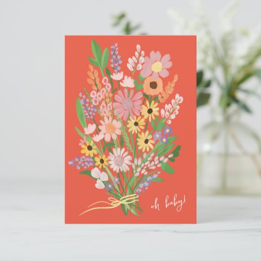ワイルドフラワーハンド色彩の鮮やかカスタムベビーシャワー エンクロージャーカード (スタンド正面)