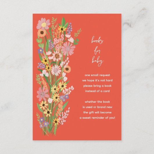 ワイルドフラワーハンド色彩の鮮やかカスタムベビーシャワー エンクロージャーカード (裏面)