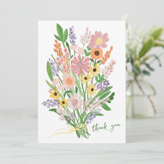 ワイルドフラワーハンド色彩の鮮やかカスタムベビーシャワー サンキューカード (スタンド正面)