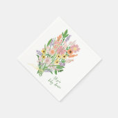 ワイルドフラワーハンド色彩の鮮やかカスタムベビーシャワー スタンダードカクテルナプキン (角)