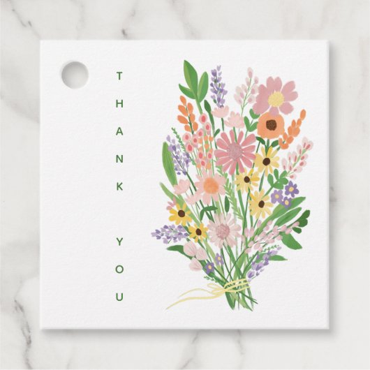 ワイルドフラワーハンド色彩の鮮やかカスタムベビーシャワー フェイバータグ (正面)