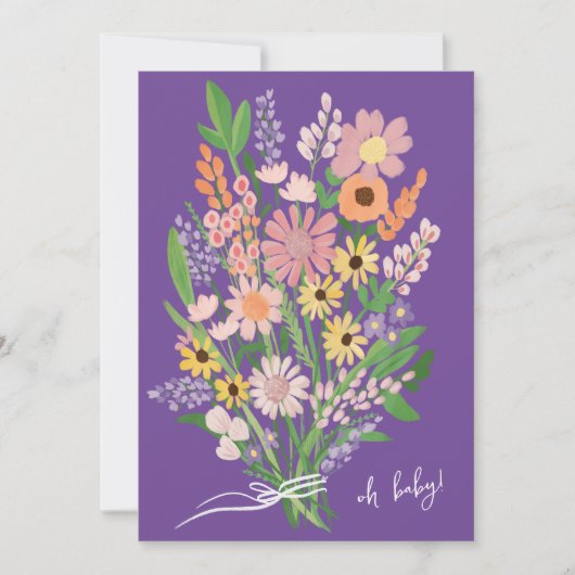 ワイルドフラワーハンド色彩の鮮やかカスタムベビーシャワー 招待状 (正面)