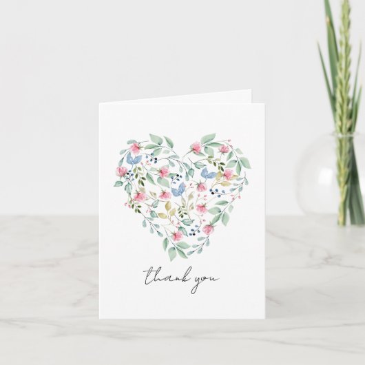 ワイルドフラワーハートありがとう大事な行事 カード (正面)