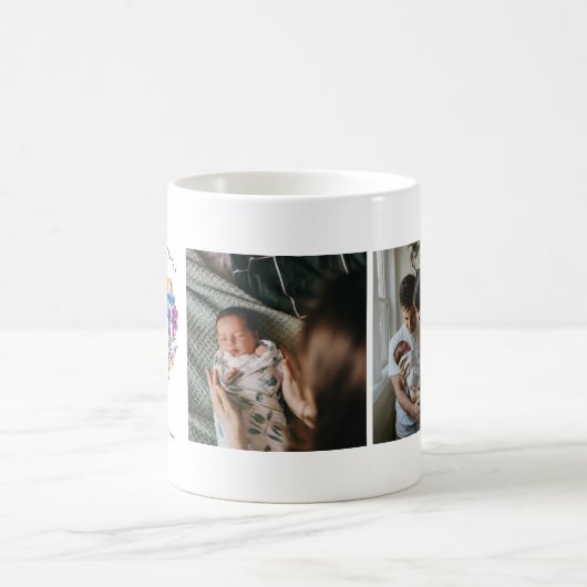 ワイルドフラワーハート母の日 | 3枚の写真コラージュ コーヒーマグカップ (中央)