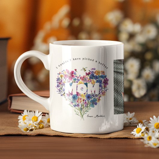 ワイルドフラワーハート母の日 | 3枚の写真コラージュ コーヒーマグカップ