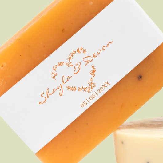 ワイルドフラワーハート葉ブランチと結婚 ラバースタンプ