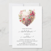 ワイルドフラワーハート ブライダルシャワー 招待状 (正面)