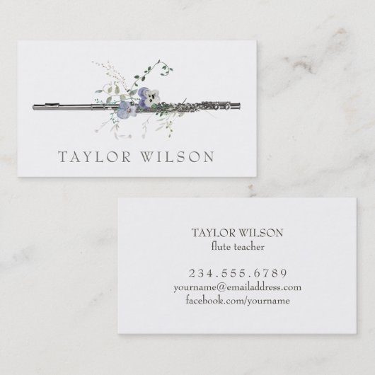 ワイルドフラワーバイオレットフルート先生 名刺 (正面/裏面)