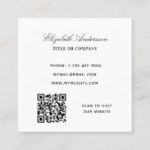 ワイルドフラワーバイオレットラベンダーQRコード スクエア名刺 (裏面)