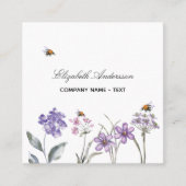ワイルドフラワーバイオレットラベンダーQRコード スクエア名刺 (正面)