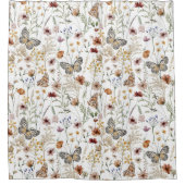 ワイルドフラワーバスルームの装飾、（昆虫）オオカバマダラ、モナーク蝶 シャワーカーテン (正面)