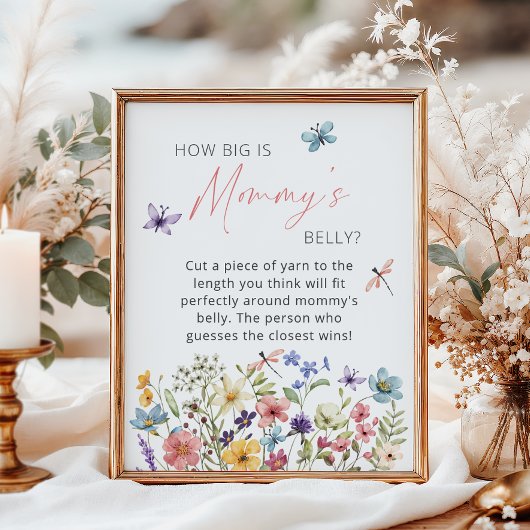 ワイルドフラワーバタフライどのように大きいかママの腹 ポスター