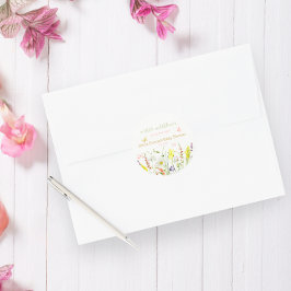 ワイルドフラワーバタフライウォーターカラーベビーシャワー ラウンドシール