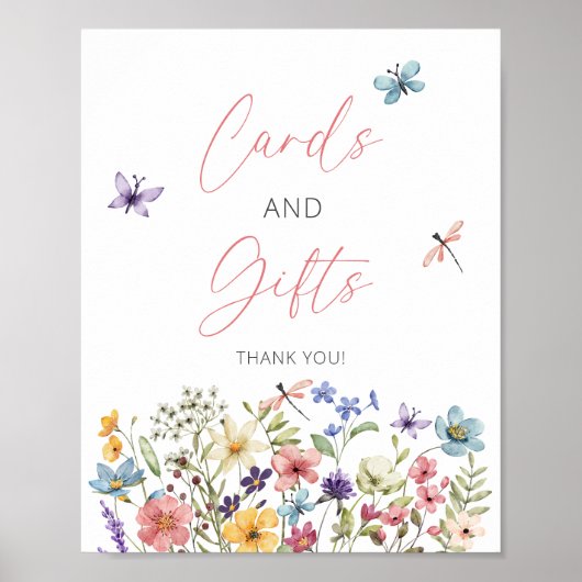 ワイルドフラワーバタフライガーデンカードとギフト ポスター (正面)