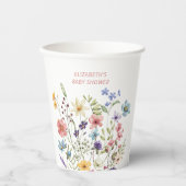 ワイルドフラワーバタフライガーデンベビーシャワー紙カップ 紙コップ (正面)