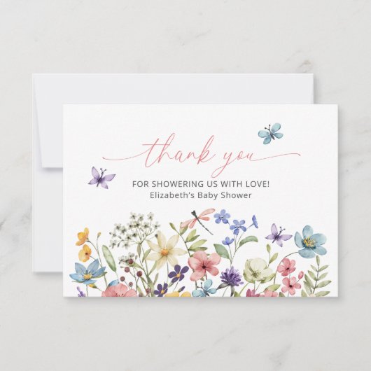 ワイルドフラワーバタフライガーデンベビーシャワー サンキューカード (正面)
