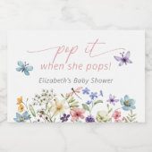 ワイルドフラワーバタフライガーデンベビーシャワー スパークリングワインラベル (シングルラベル)