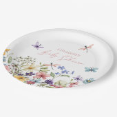ワイルドフラワーバタフライガーデンベビーシャワー ペーパープレート (アングル)