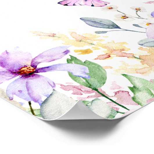 ワイルドフラワーバタフライガーデンラベンダーベビーへようこそ ポスター (角)