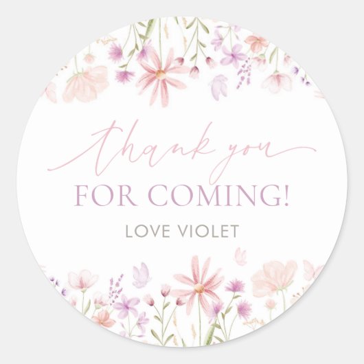 ワイルドフラワーバタフライガールズ1st誕生日 ラウンドシール (正面)