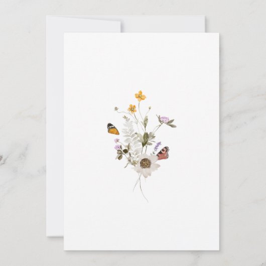 ワイルドフラワーバタフライガールベビーシャワー 招待状 (裏面)