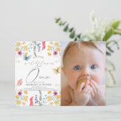 ワイルドフラワーバタフライガール1stバースデーフォト 招待状 (スタンド正面)