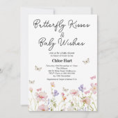 ワイルドフラワーバタフライキスベビーウィッシュベイビーシャワー 招待状 (正面)