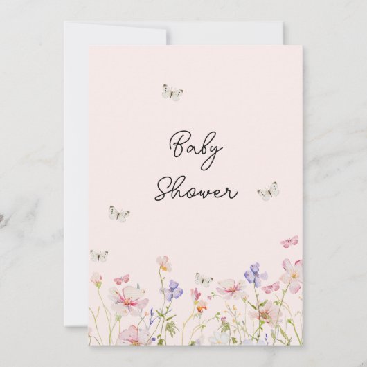 ワイルドフラワーバタフライキスベビーウィッシュベイビーシャワー 招待状 (裏面)