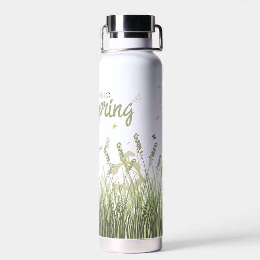 ワイルドフラワーバタフライハロー春 パーソナライズされた ウォーターボトル (背面)