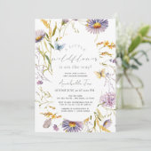 ワイルドフラワーバタフライパープルガールベビーシャワー 招待状 (スタンド正面)