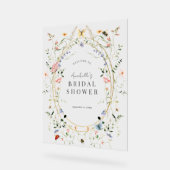 ワイルドフラワーバタフライビーブライダルシャワーへようこそ アクリルサイン (傾斜)