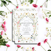 ワイルドフラワーバタフライビー水色卒業 招待状