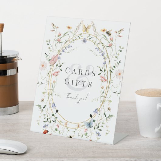 ワイルドフラワーバタフライビー赤ちゃんシャワーカード&ギフト 台座サイン (インサイチュ)